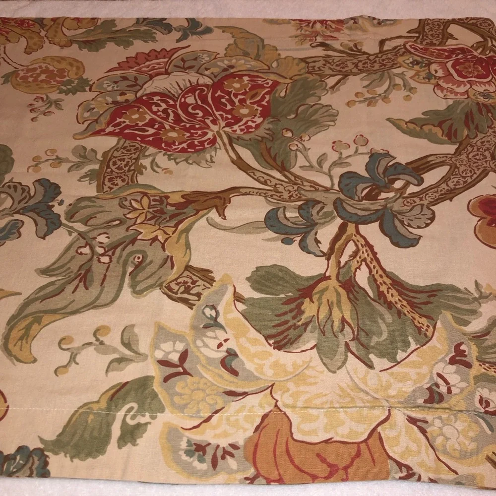 Pottery Barn Floral Standard Pillow Shams Set of Two, Tan with Floral Print, EUC